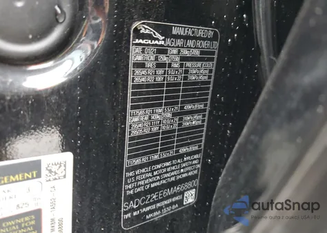 2021 Jaguar F-Pace Svr из США, поврежденный, VIN SADCZ2EE6MA668800